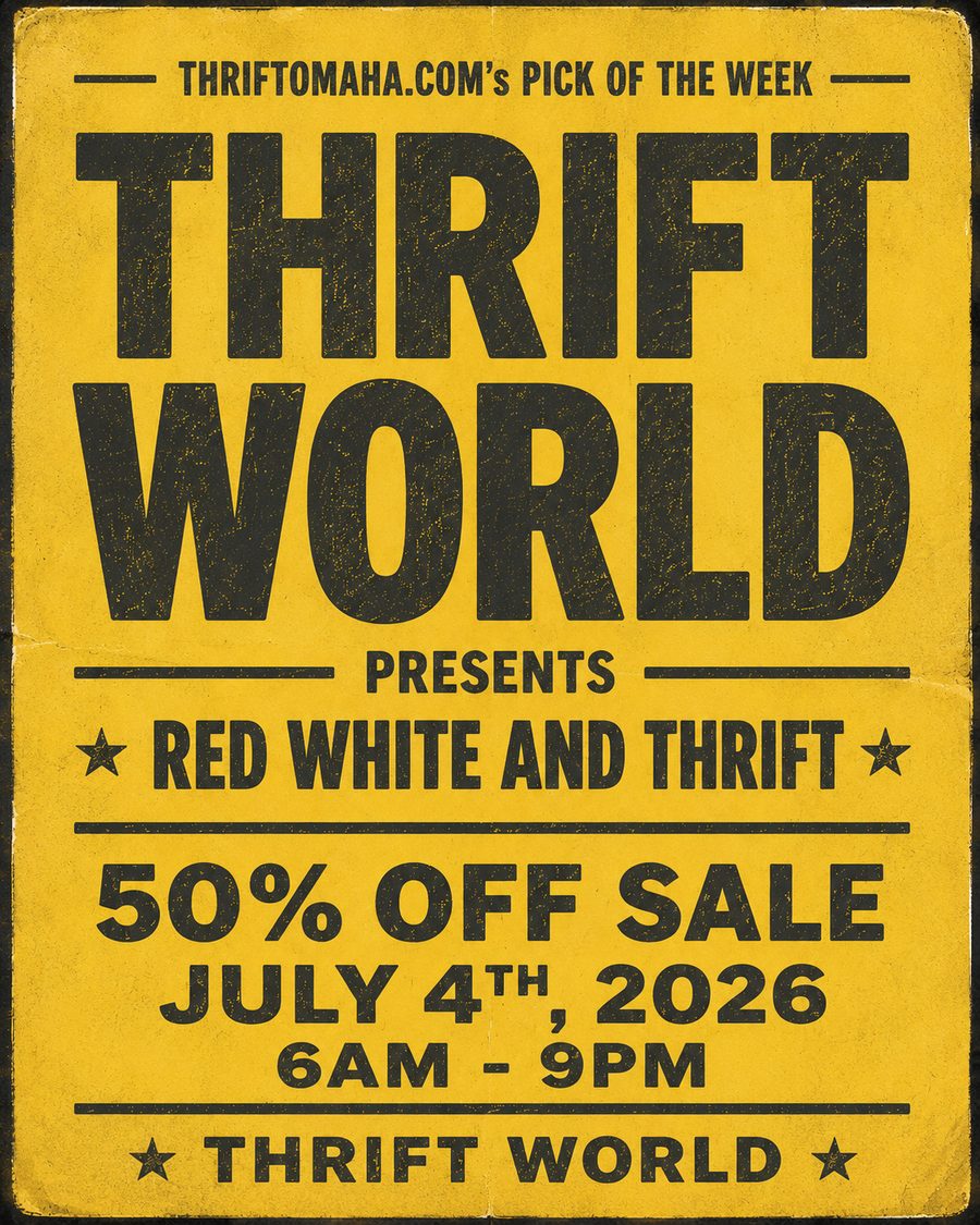 Thrift World Red White and Thrift 50% off sale on July 4, 2026 from 6AM to 9PM
